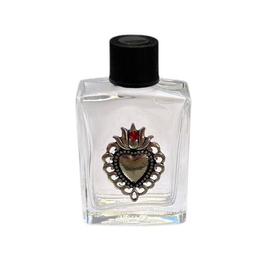 Sacred Heart Holy Water Bottle w/ Pewter Charm 2.5"