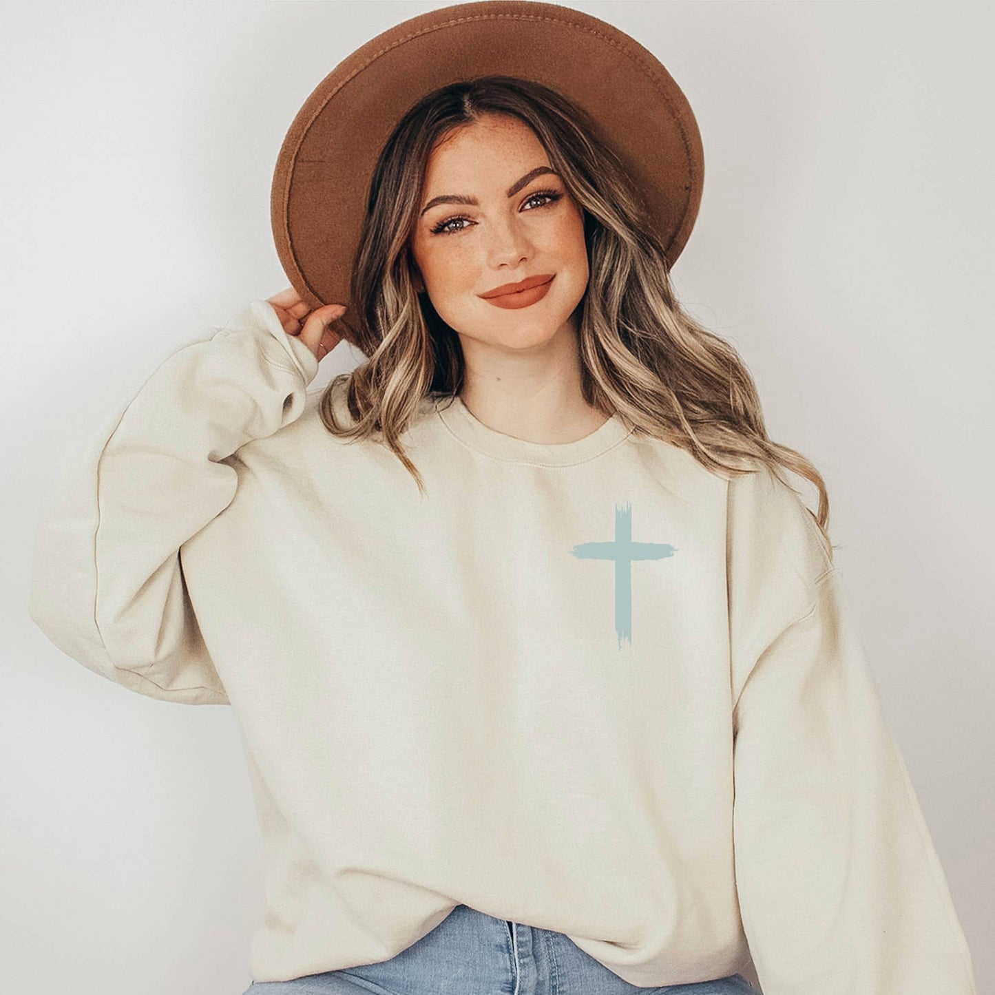 Jesus Has My Back Wavy Front and Back | Sweatshirt