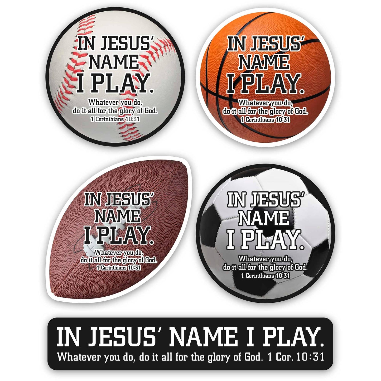 In Jesus Name I Play Sports Stickers