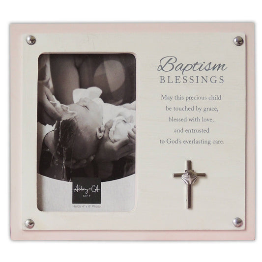 Pink Baptism Blessings Frame