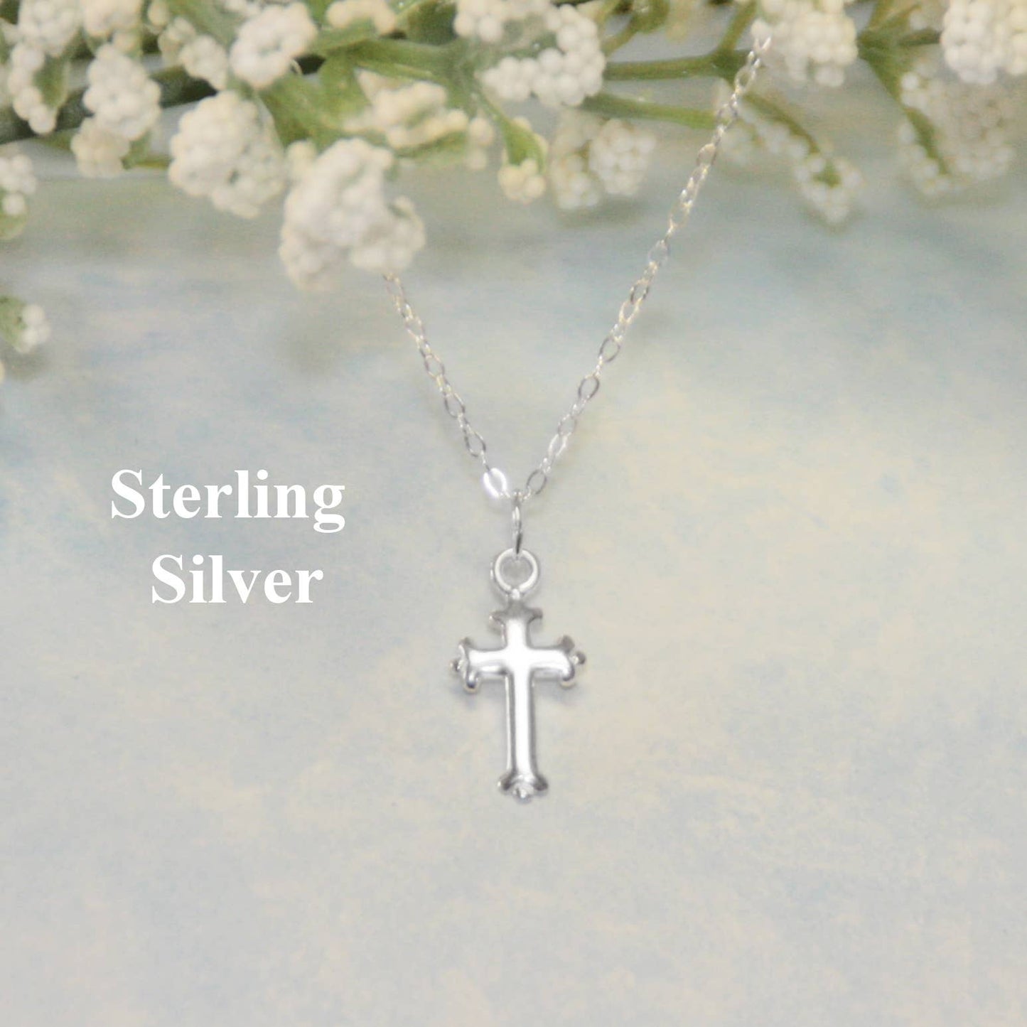 Sterling Silver 15" Cross Necklace