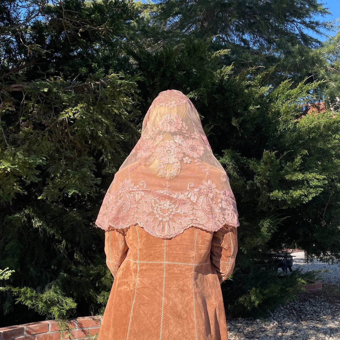 Way of The Cross Veil   -COFFEE   (58" x 28")