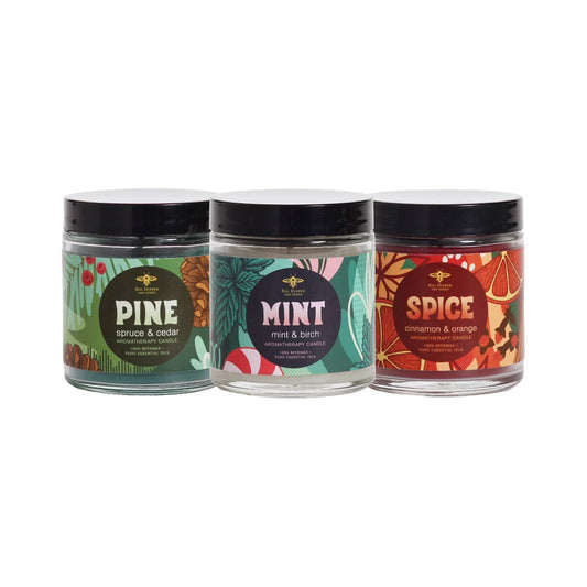 Apothecary Glass Candles – Beeswax Aromatherapy – Holiday