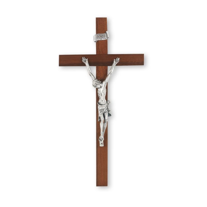 Crucifix - 8 inch walnut silver