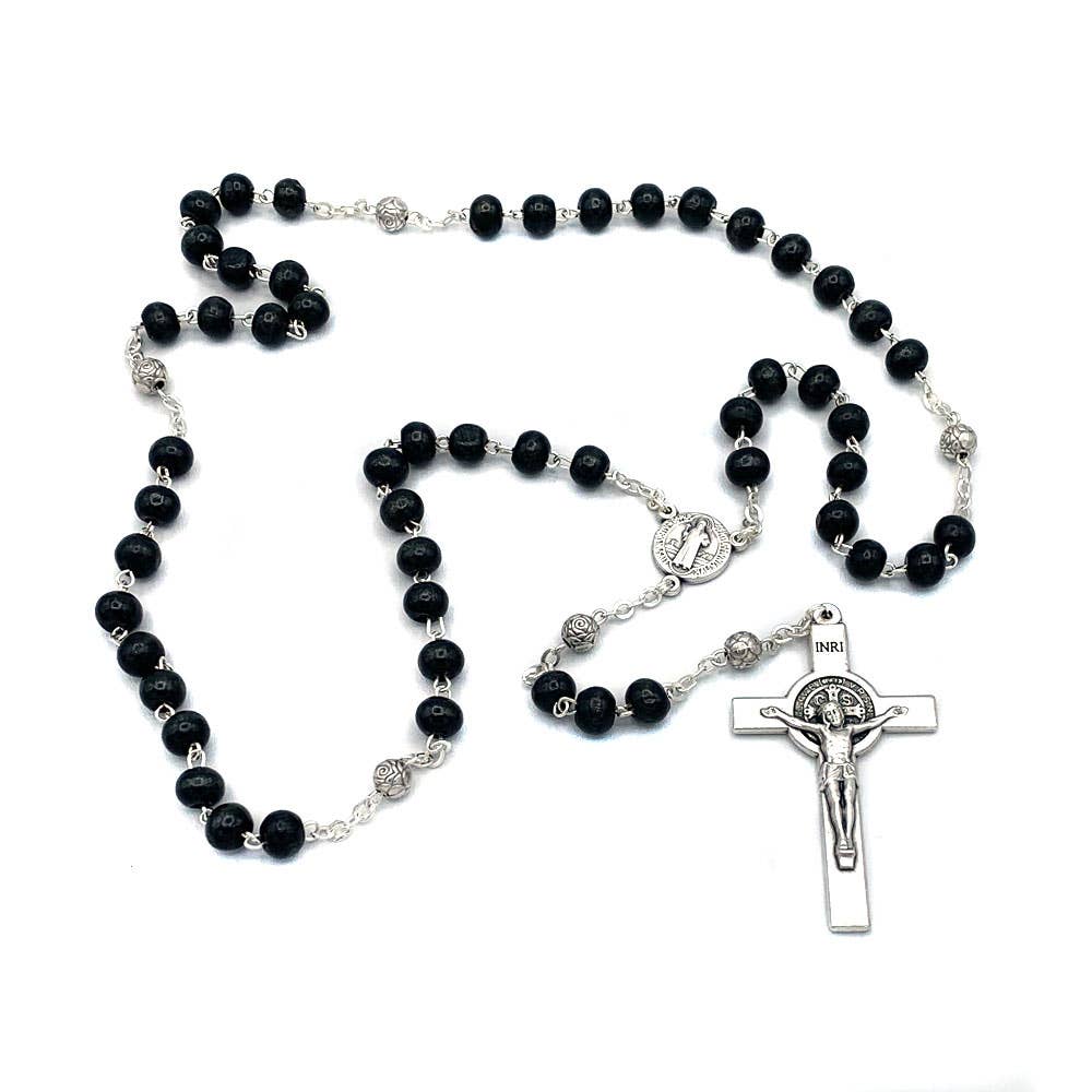 Rosary Black Wooden Beads St Benedict