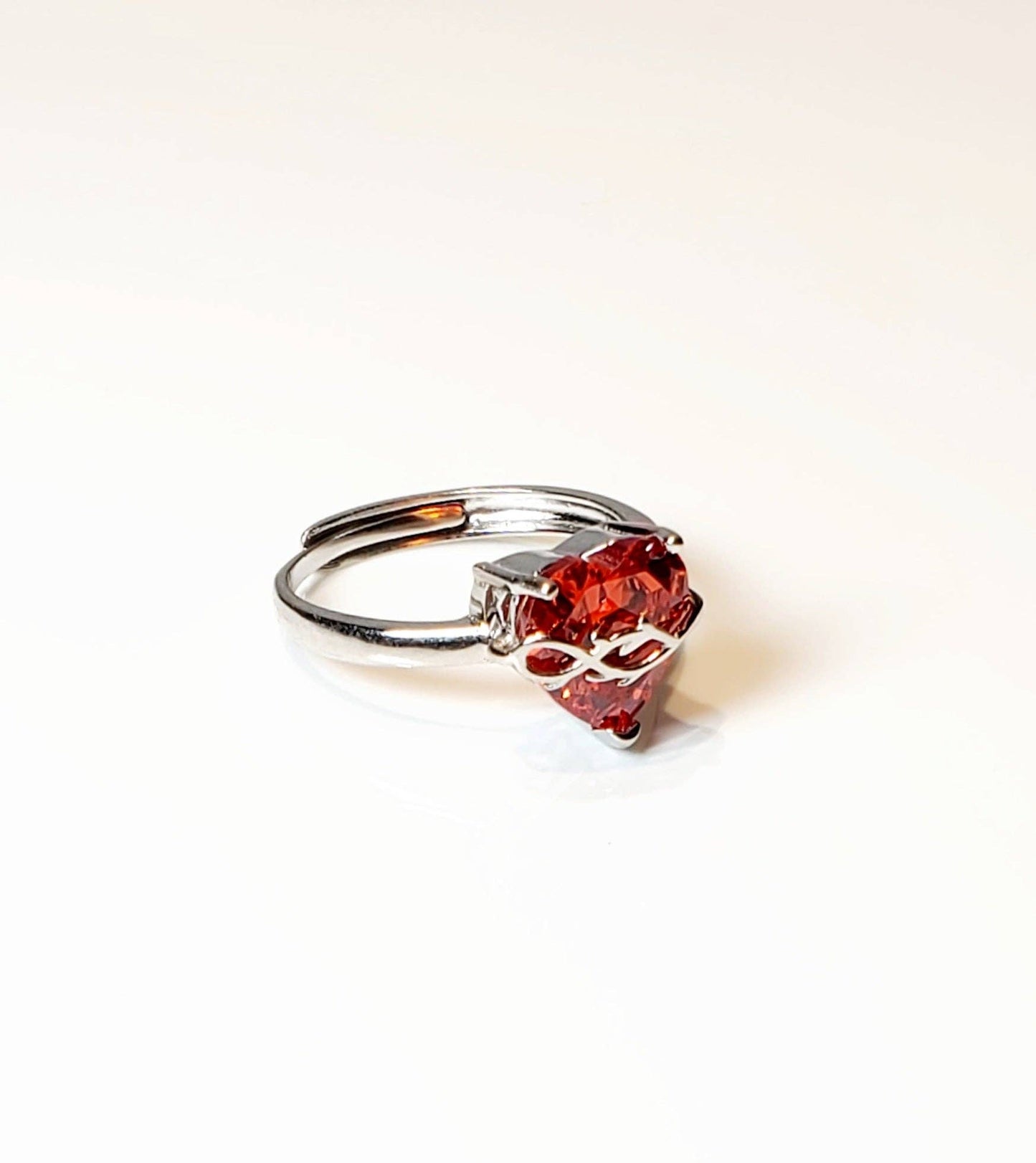 Adjustable Red Sacred Heart Ring