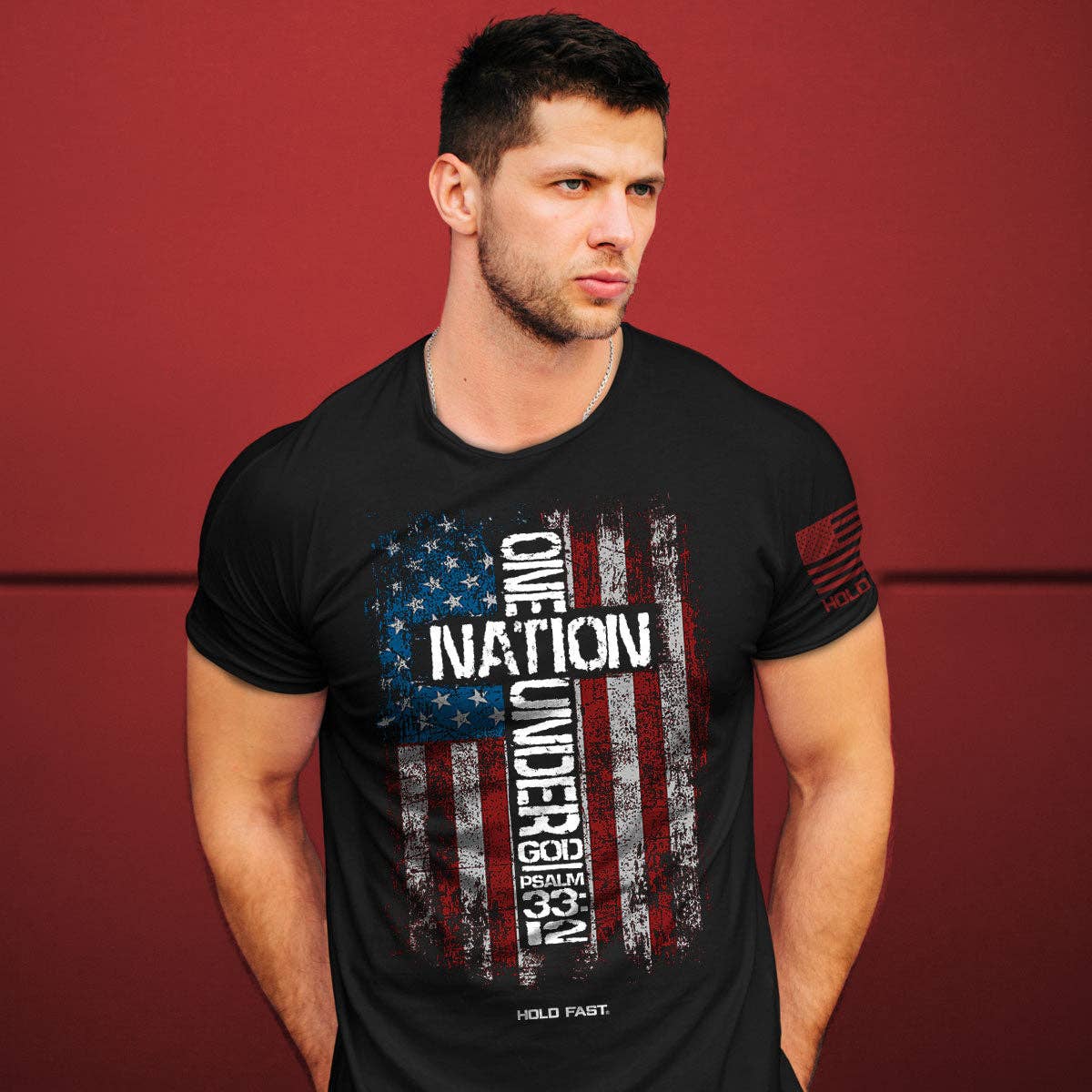 HOLD FAST Mens T-Shirt One Nation Flag
