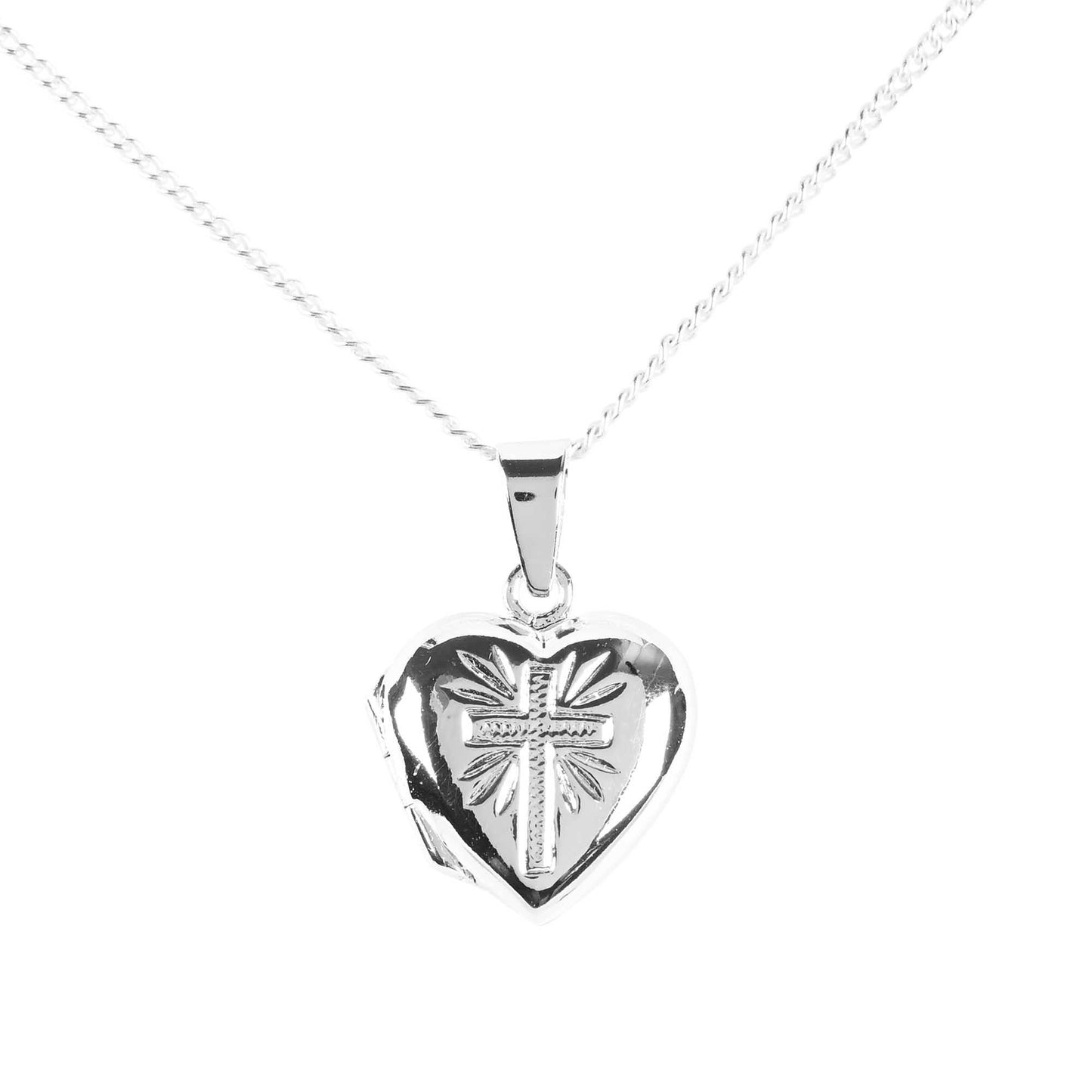 Silver Plate Locket Necklace in First Communion Box