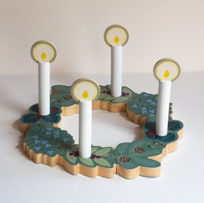 Wooden Advent Wreath Set (Double-Sided)