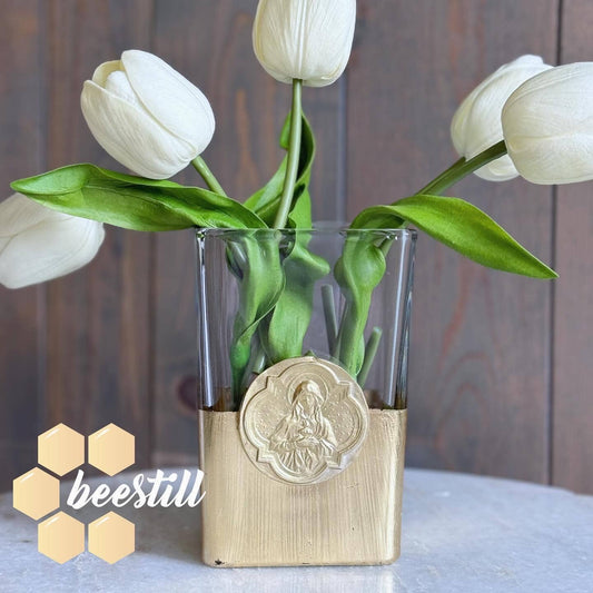 Immaculate Heart of Mary Goldleaf Vase