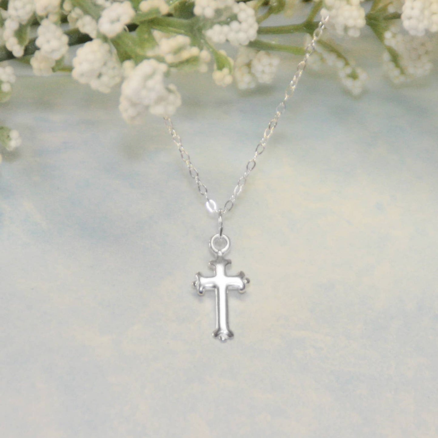 Sterling Silver 15" Cross Necklace