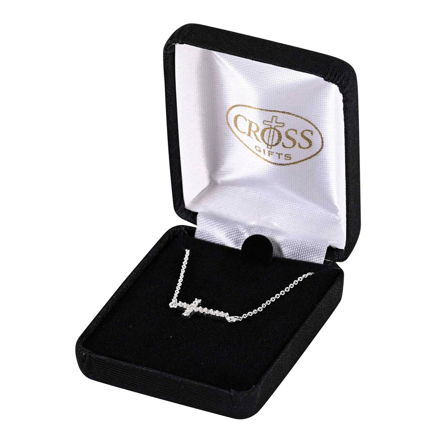 Silver Plated Cross With Cubic Zirconia Stones