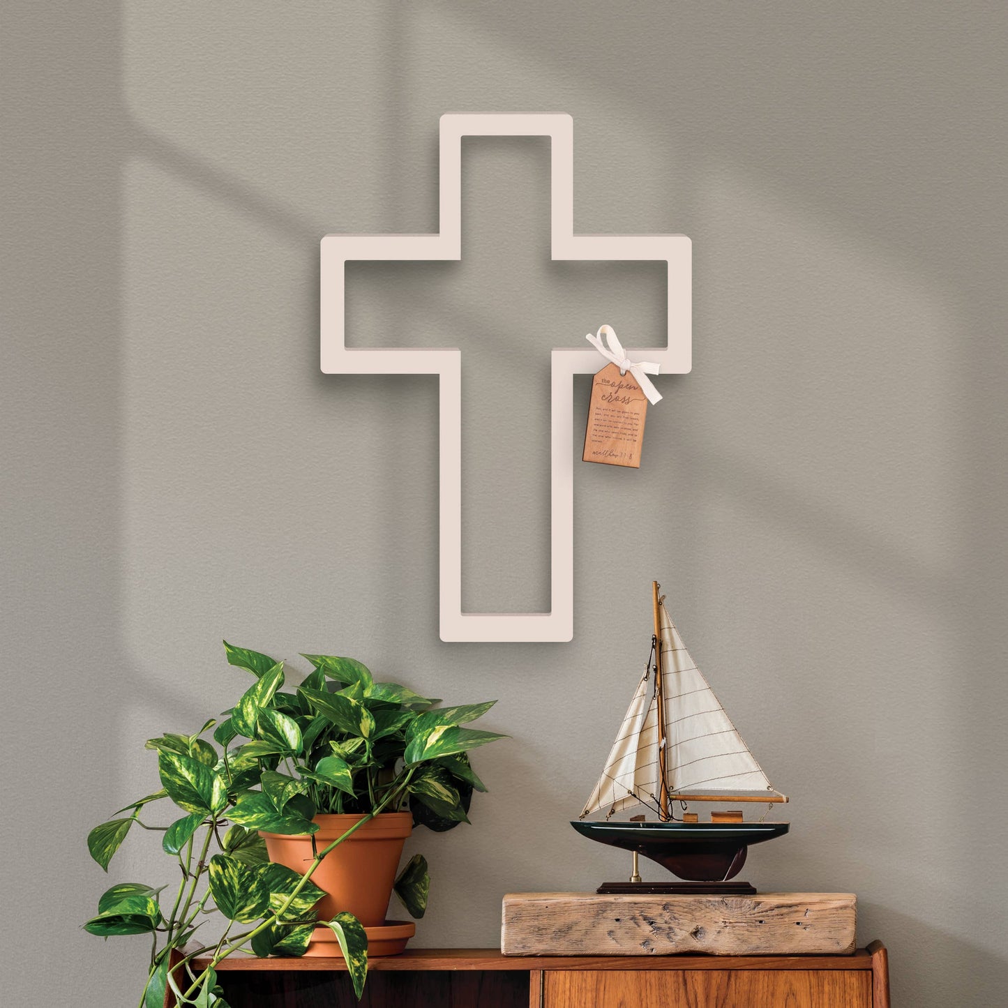 Open Cross Wall Cross (White)