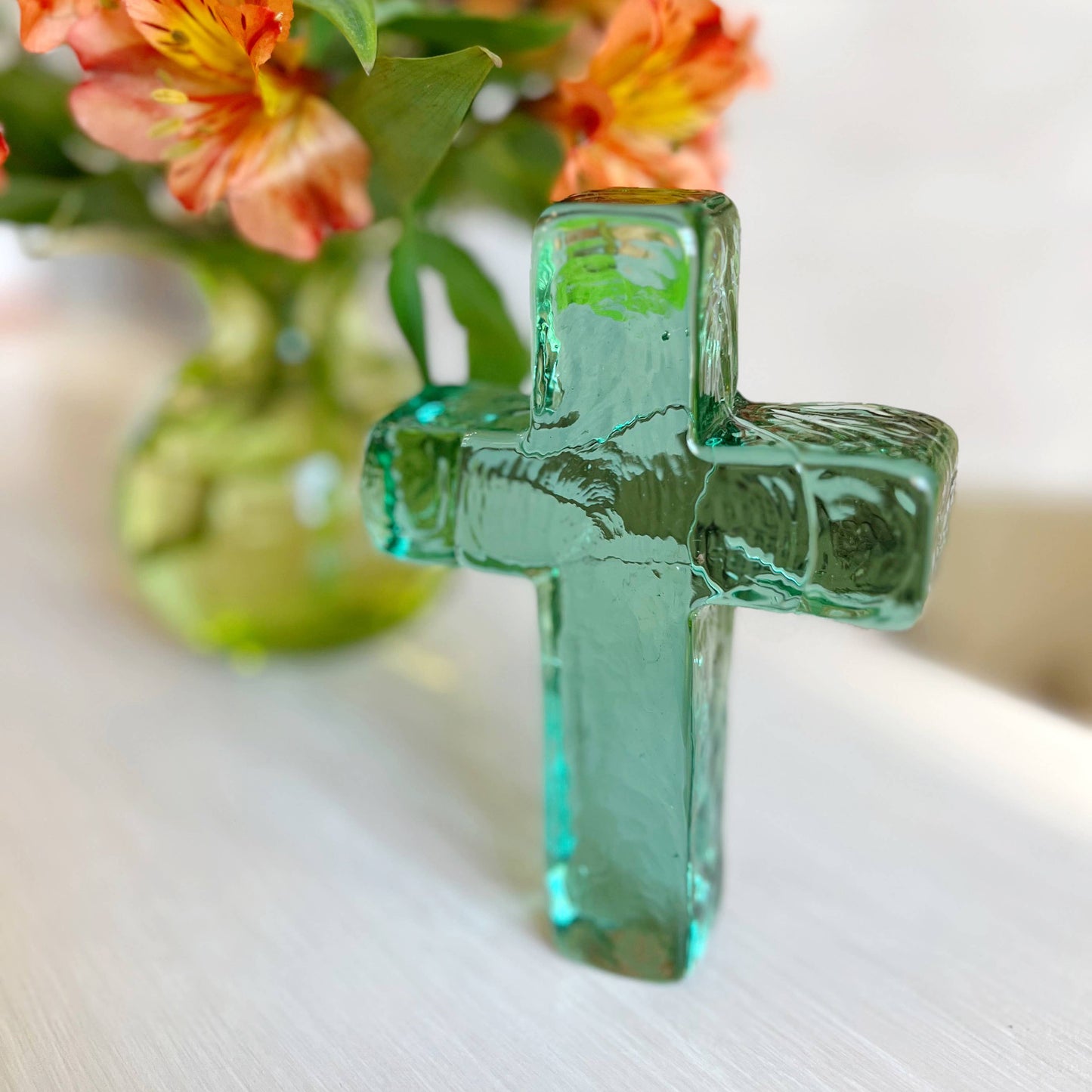 Seaglass Green Glass Cross