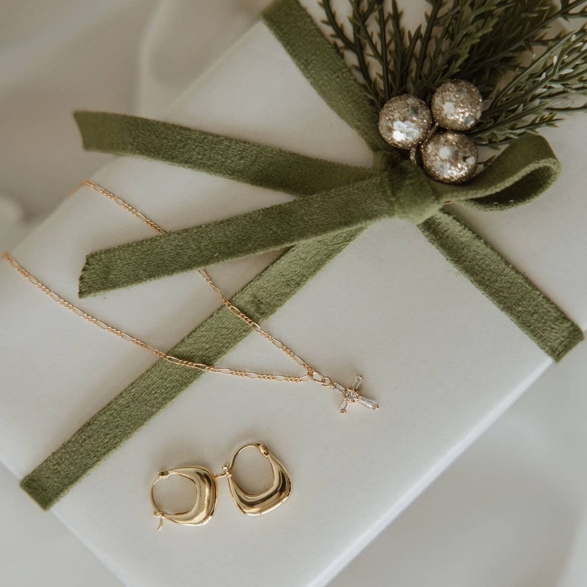 Petite CZ Cross Pendant Necklace Gold Filled