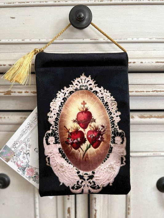 VINTAGE HEARTS Bless Carrier Pouch 3 HEARTS J,M & J