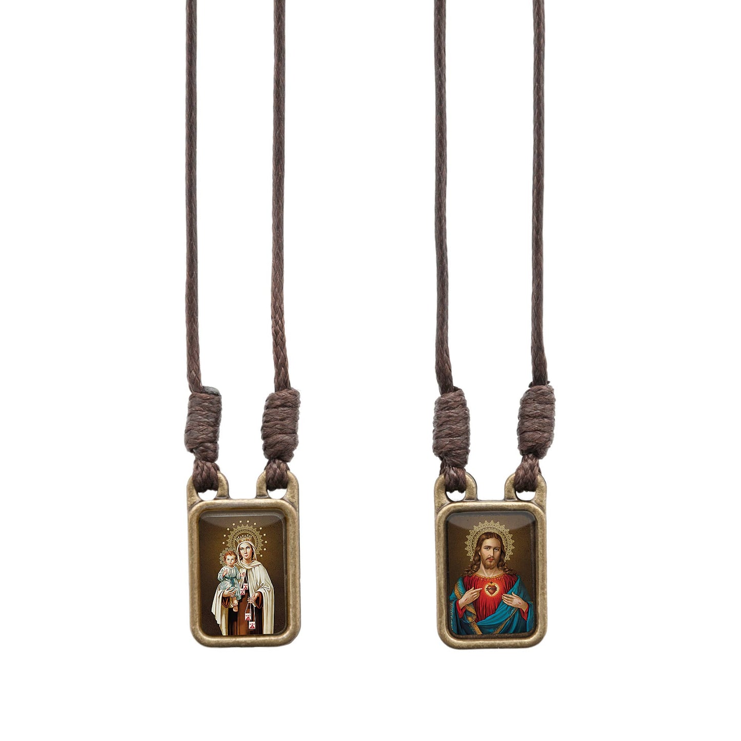 Scapular - Sacred Heart of Jesus + Lady of Mt. Carmel  1.75"