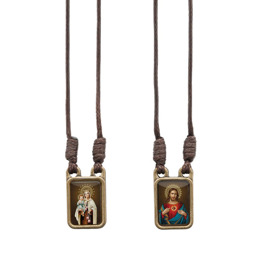 Scapular - Sacred Heart of Jesus + Lady of Mt. Carmel  1.75"