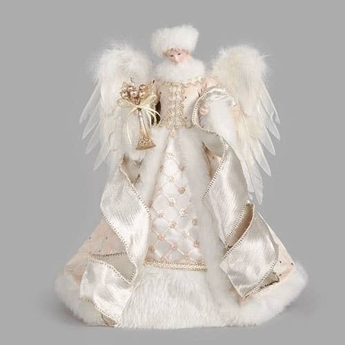 16"H Champagne Angel Tree Topper; Velvet Cloak