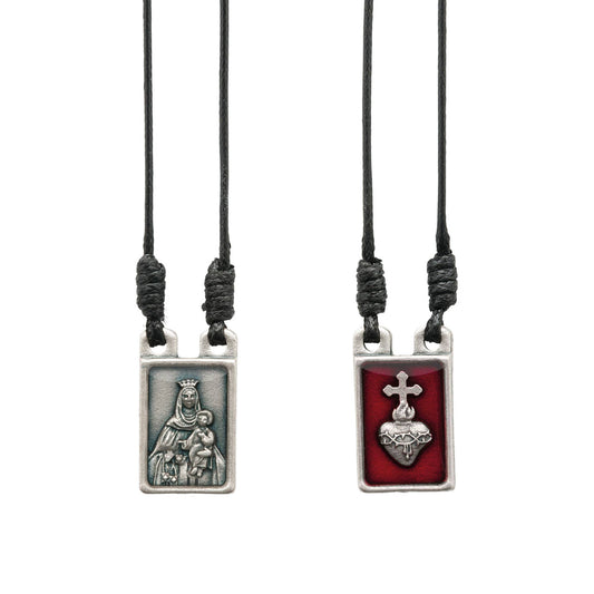 Scapular - Sacred Heart + Lady Mt. Carmel Antq. Slvr. Metal