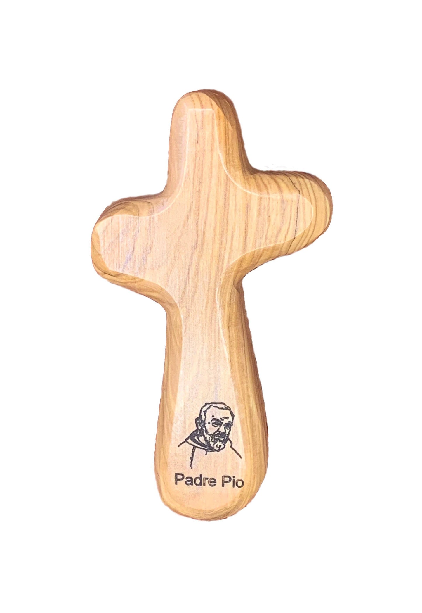 Padre Pio - Engraved Holding Cross