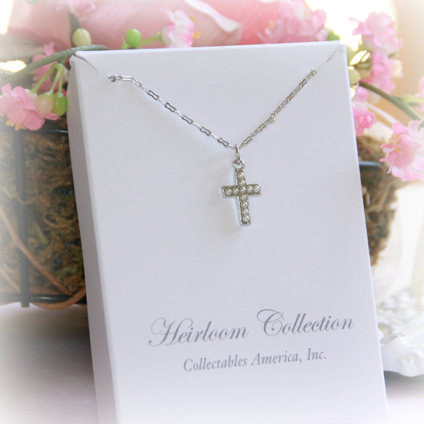 Seed Pearl Cross 16" Necklace