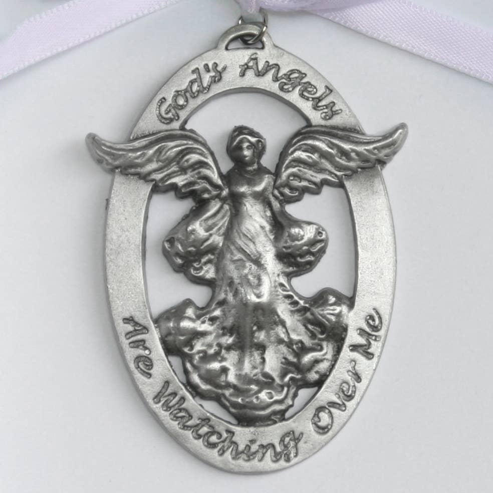 Angel Crib Medal with Pink Ribbon