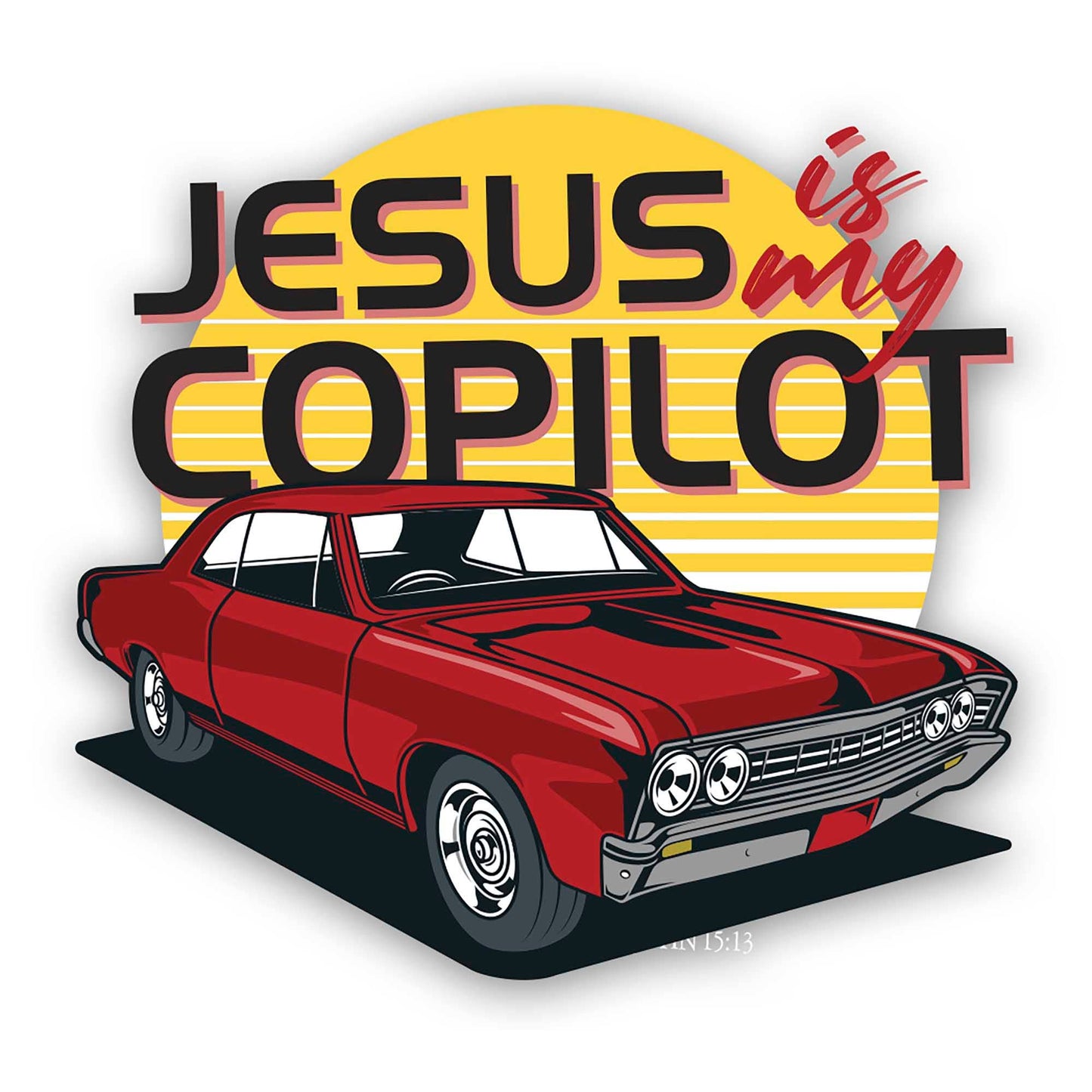 Sticker Jesus Is My Copilot Red Car