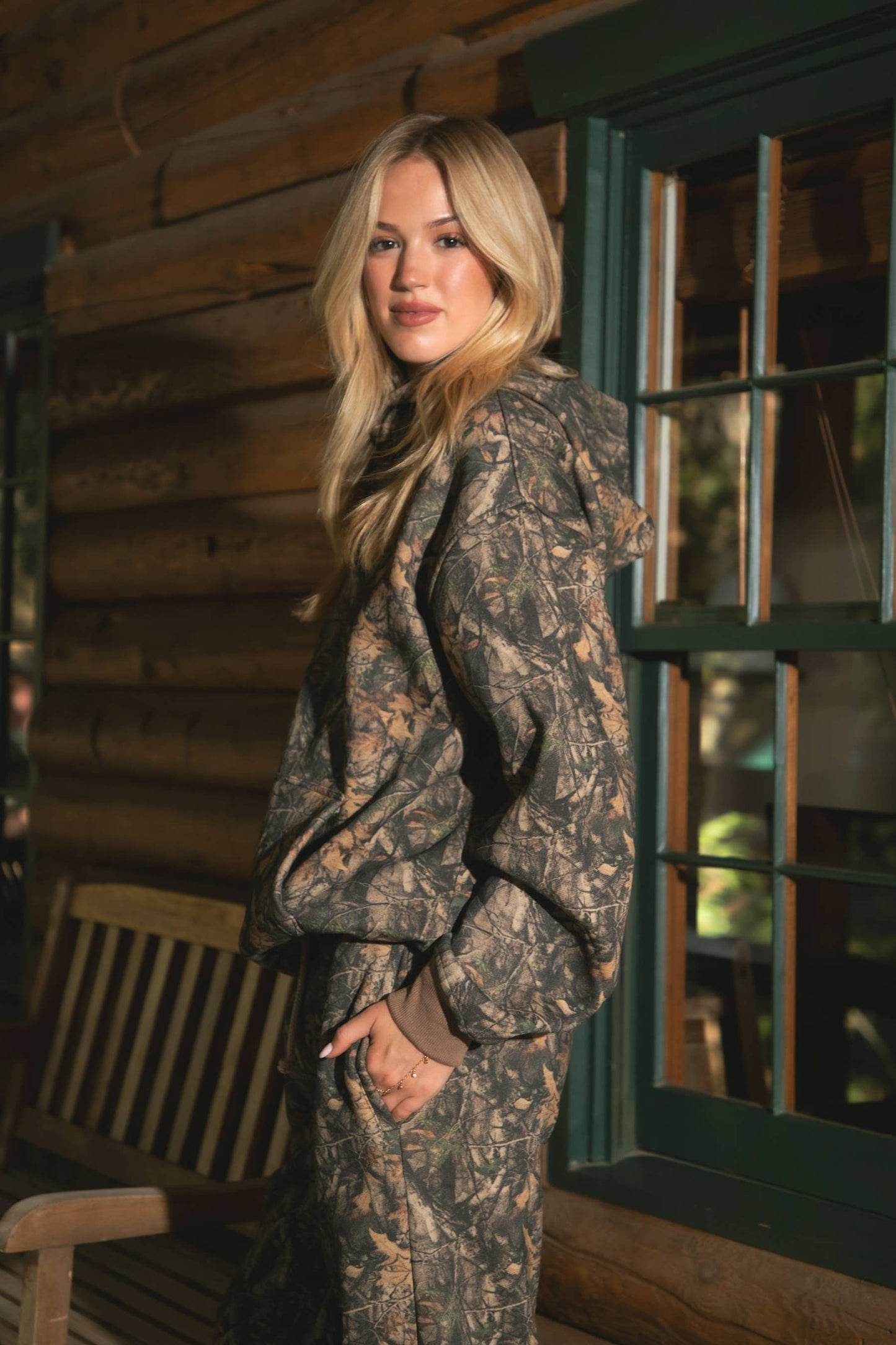 BAYOU Dark Woodland Camo Lounge Fleece Classic Hoodie