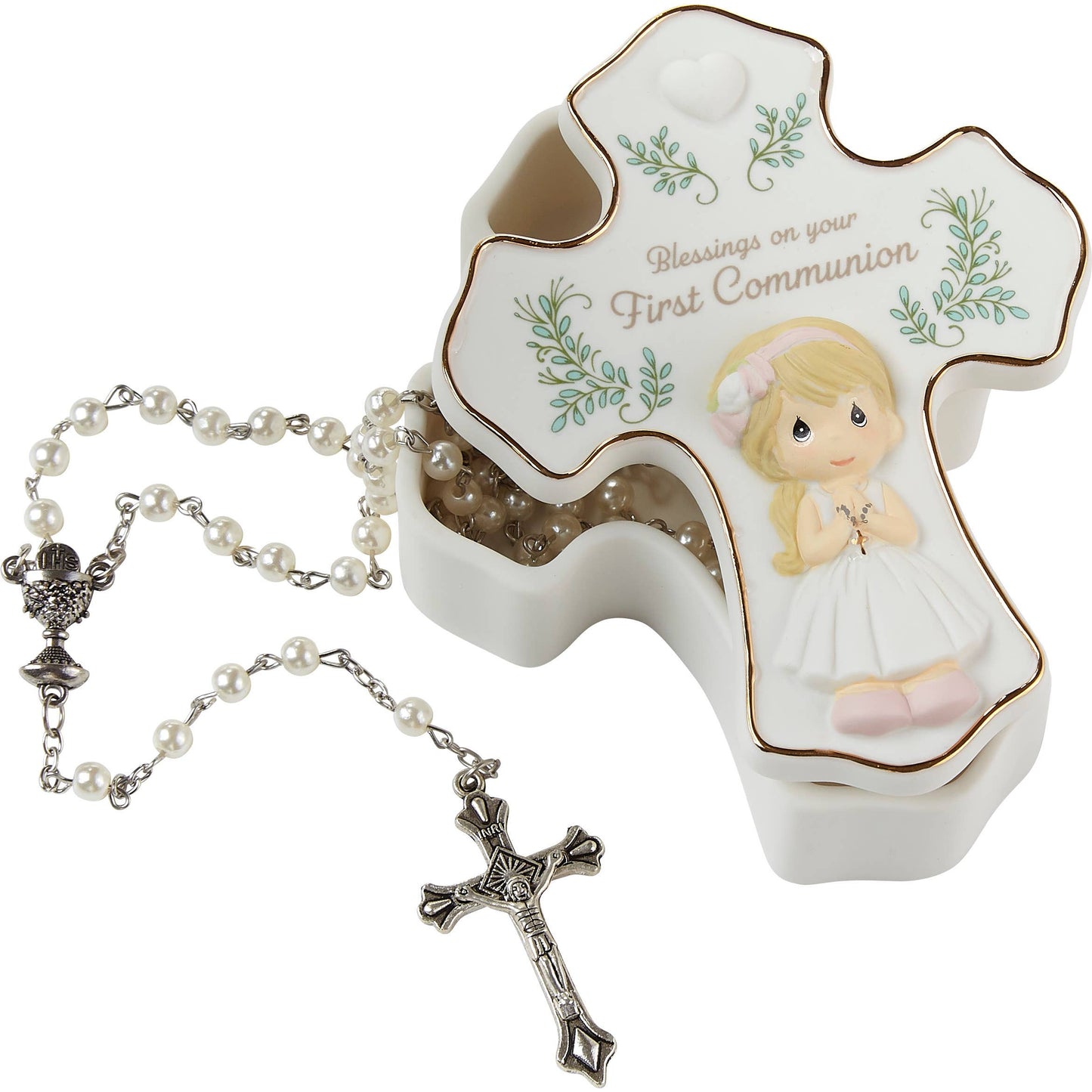 Precious Moments Cross Girl Communion Rosary Box