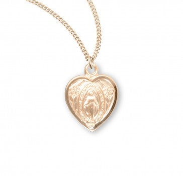 Gold Over Sterling Silver Heart Shaped Miraculous Medal