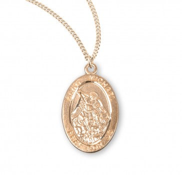 St. Michael Oval Gold Over Sterling Silver Medal
