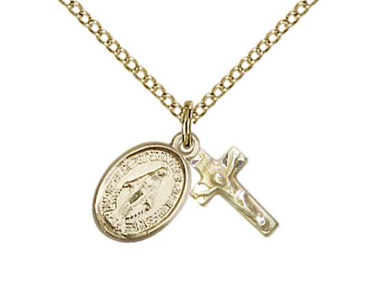 Miraculous & Crucifix Gold Filled Necklace