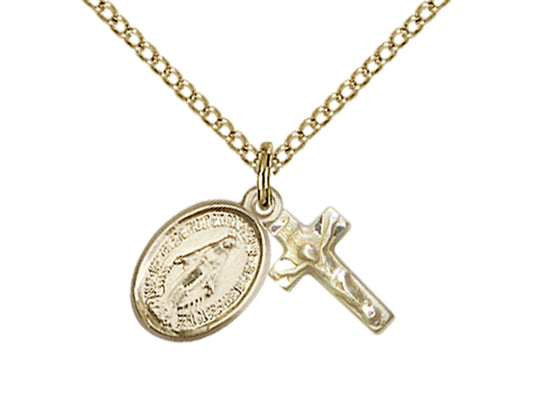 Miraculous & Crucifix Gold Filled Necklace