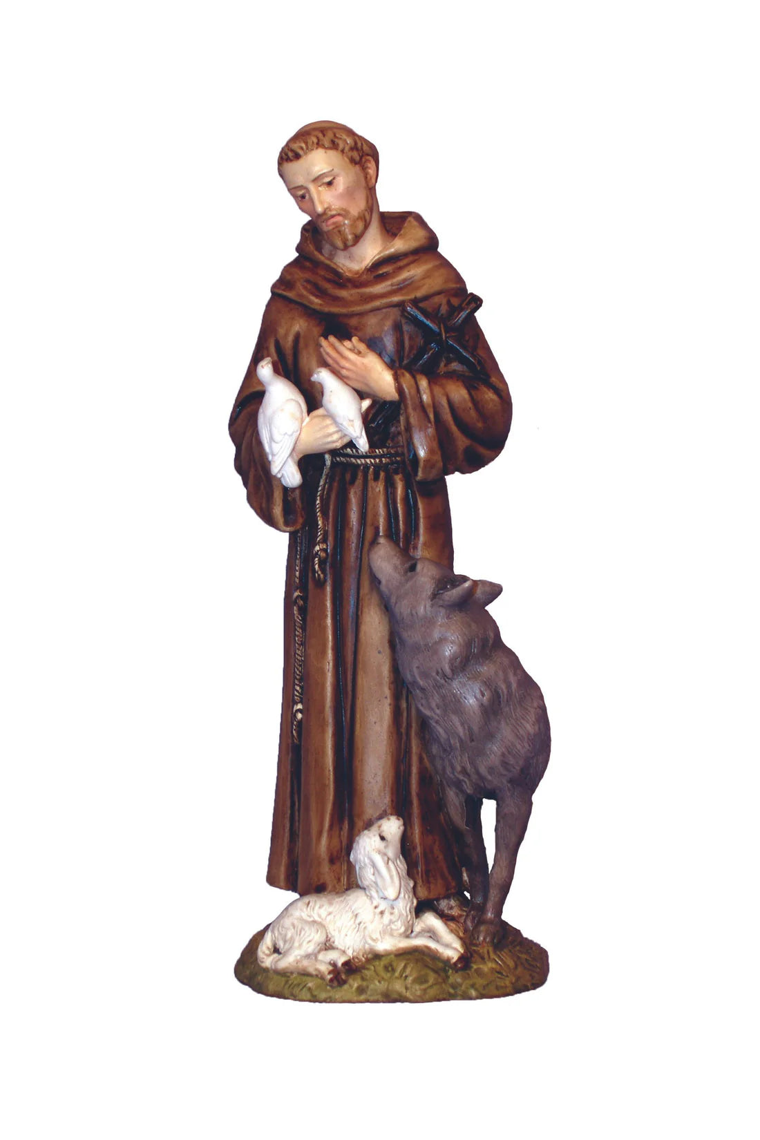 St. Francis statue with animals statue in fully hand-painted alabaster & resin 6"
