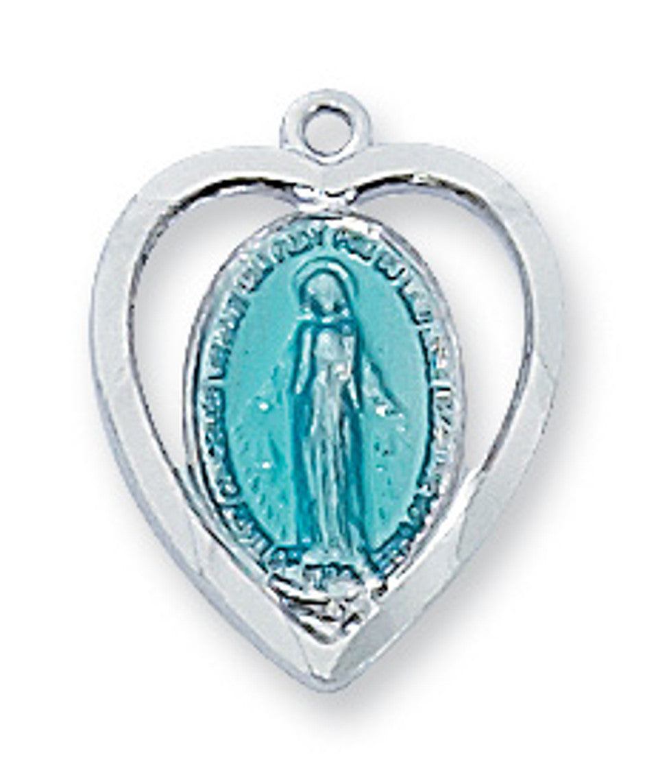 Sterling Silver Miraculous Medal 16-18" Stainless Chain