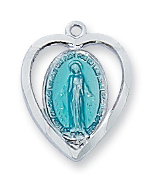 Sterling Silver Miraculous Medal 16-18" Stainless Chain