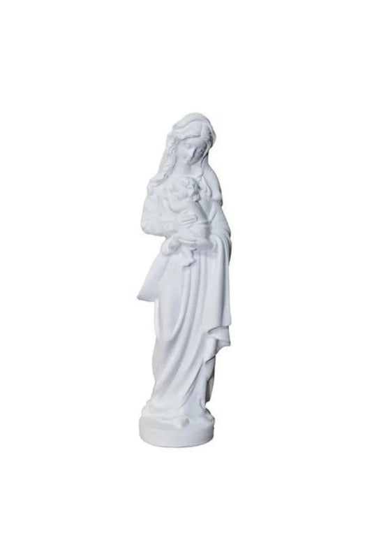 Madonna & Child in simple white alabaster & resin 6.25"