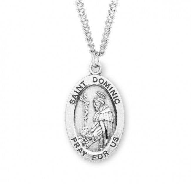 Patron Saint Dominic Oval Sterling Silver Medal