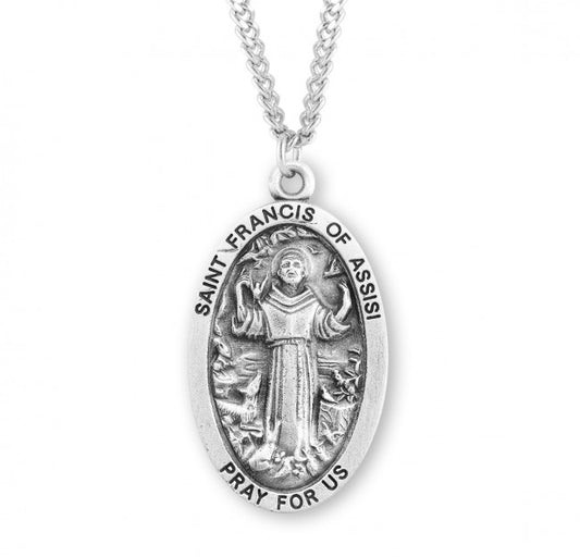 Saint Francis of Assisi Oval Sterling Silver Medal