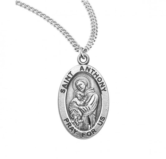 Patron Saint Anthony Oval Sterling Silver Medal