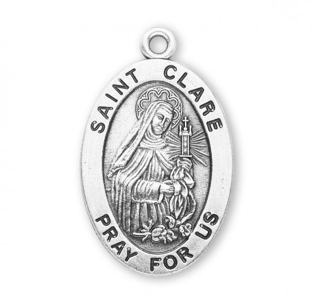 Patron Saint Clare Oval Sterling Silver Medal