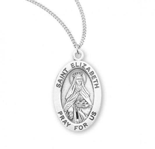 Patron Saint Elizabeth Oval Sterling Silver Medal