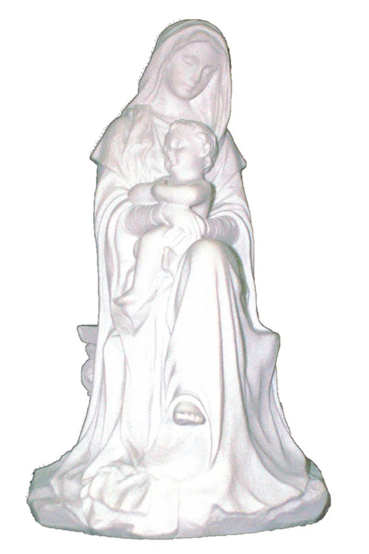 Madonna and child statue in white 6"