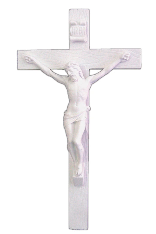Crucifix in white 10"