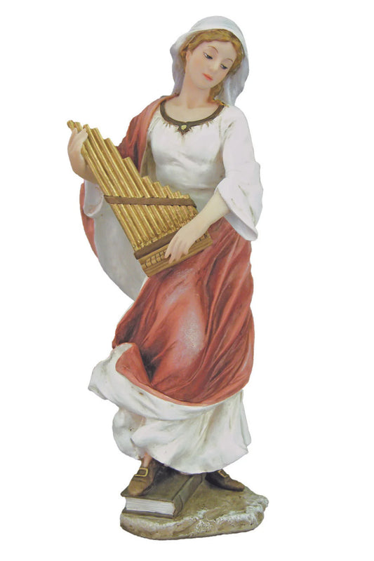 St. Cecilia statue in fully hand-painted color 8.5"