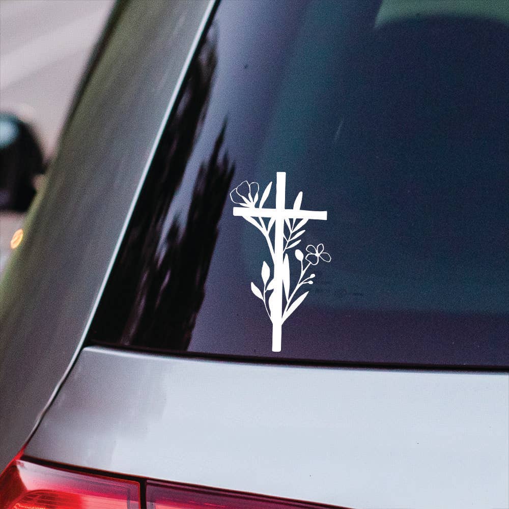 Floral Cross - Vinyl Decals