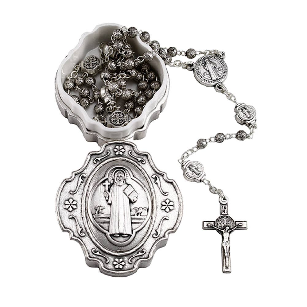 Saint Benedict Rosary Metal Beads + Box