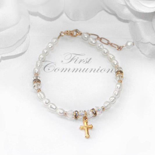 First Communion Gold Finish 6" Bracelet