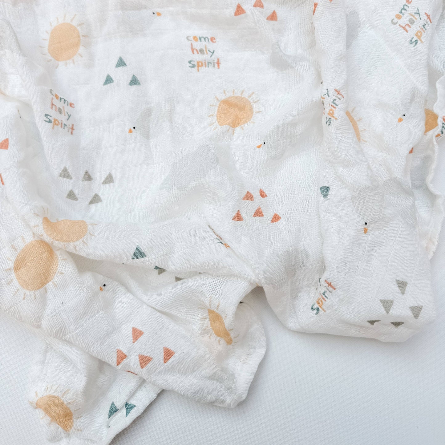 Catholic Baby Swaddle Muslin Blanket - Come Holy Spirit